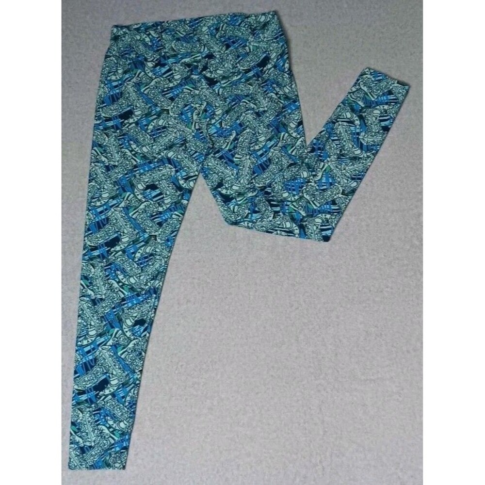 Lularoe Western Cowboy Boots Legging Womens Size Tall And Curvy Blue Rodeo...